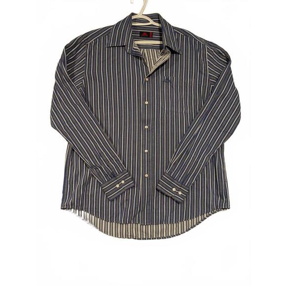 Robe Di Kappa Stylish Striped Button-Up Shirt Mens XL Blue White - Picture 1 of 13